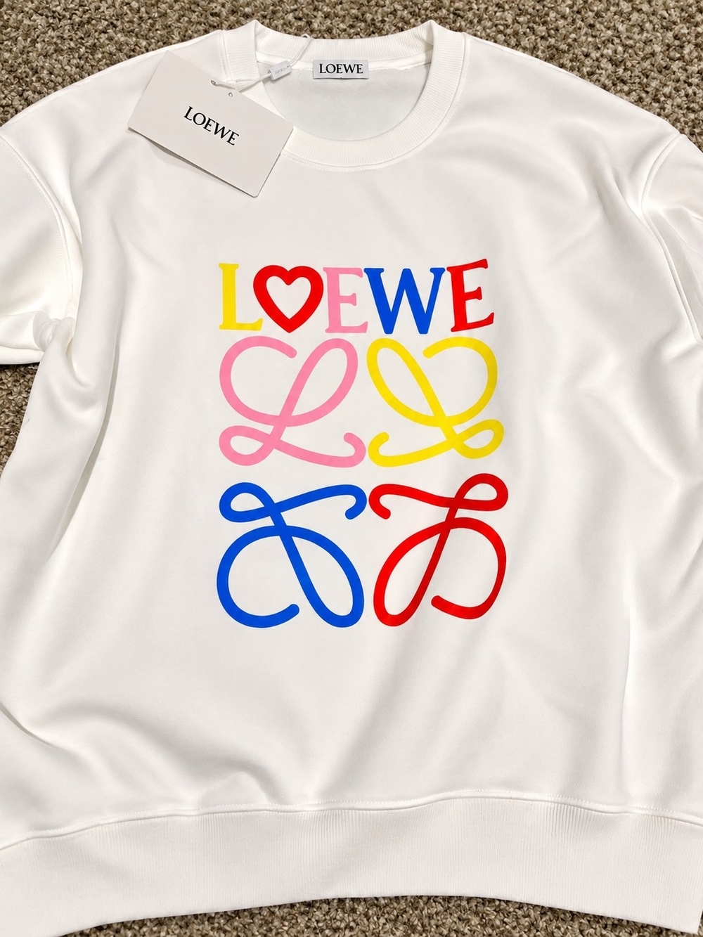 Loewe White Logo Graphic Sweatshirt - Multicolor Print